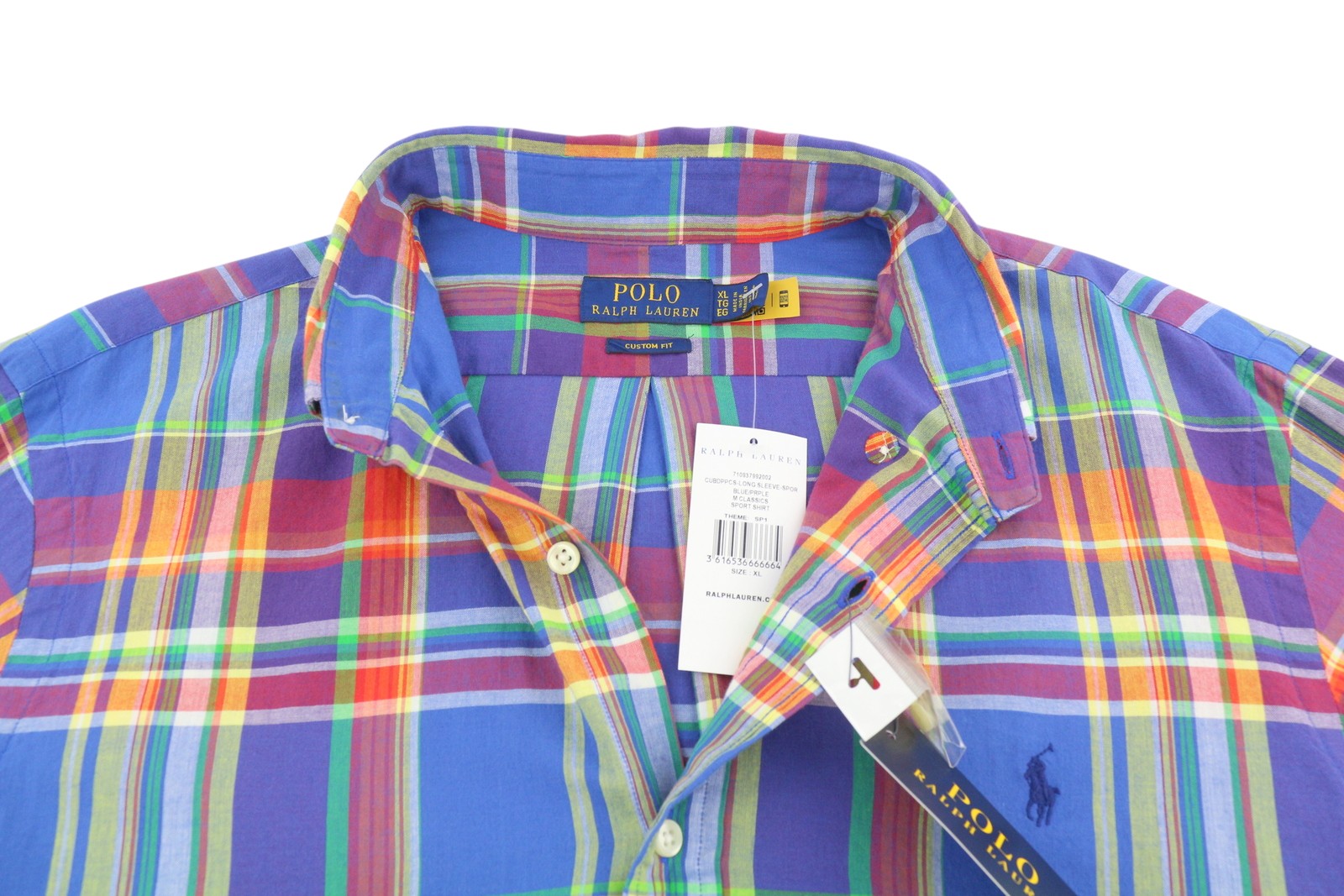RALPH LAUREN Custom Fit Men Shirt XL Casual Plaid Pattern Button-Up RRP175