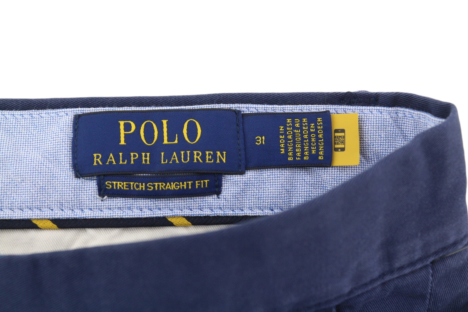 RALPH LAUREN Stretch Straight Fit Men Shorts 31 Dark Blue Chino Embroidered