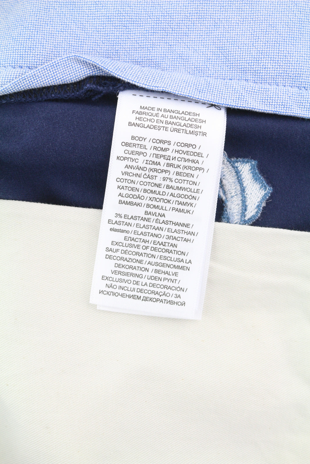 RALPH LAUREN Stretch Straight Fit Men Shorts 31 Dark Blue Chino Embroidered