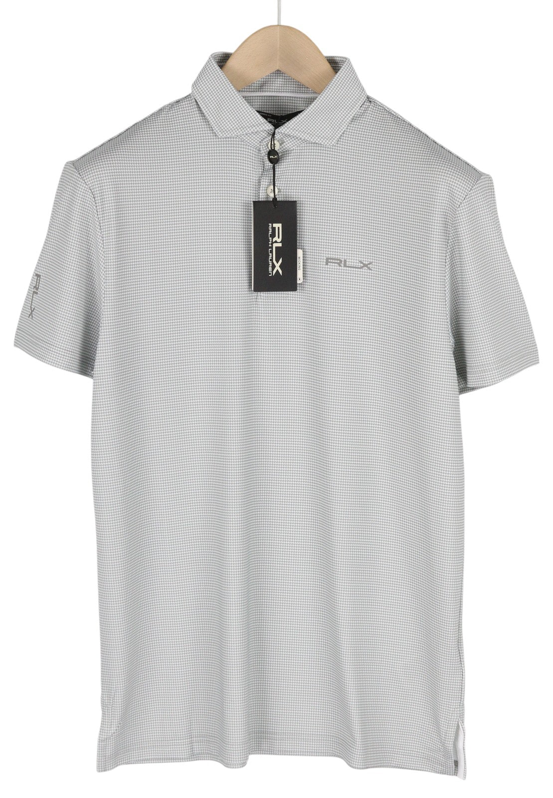RLX RALPH LAUREN Golf Men T-Shirt S Grey Short Sleeve Houndstooth Polo Wicking