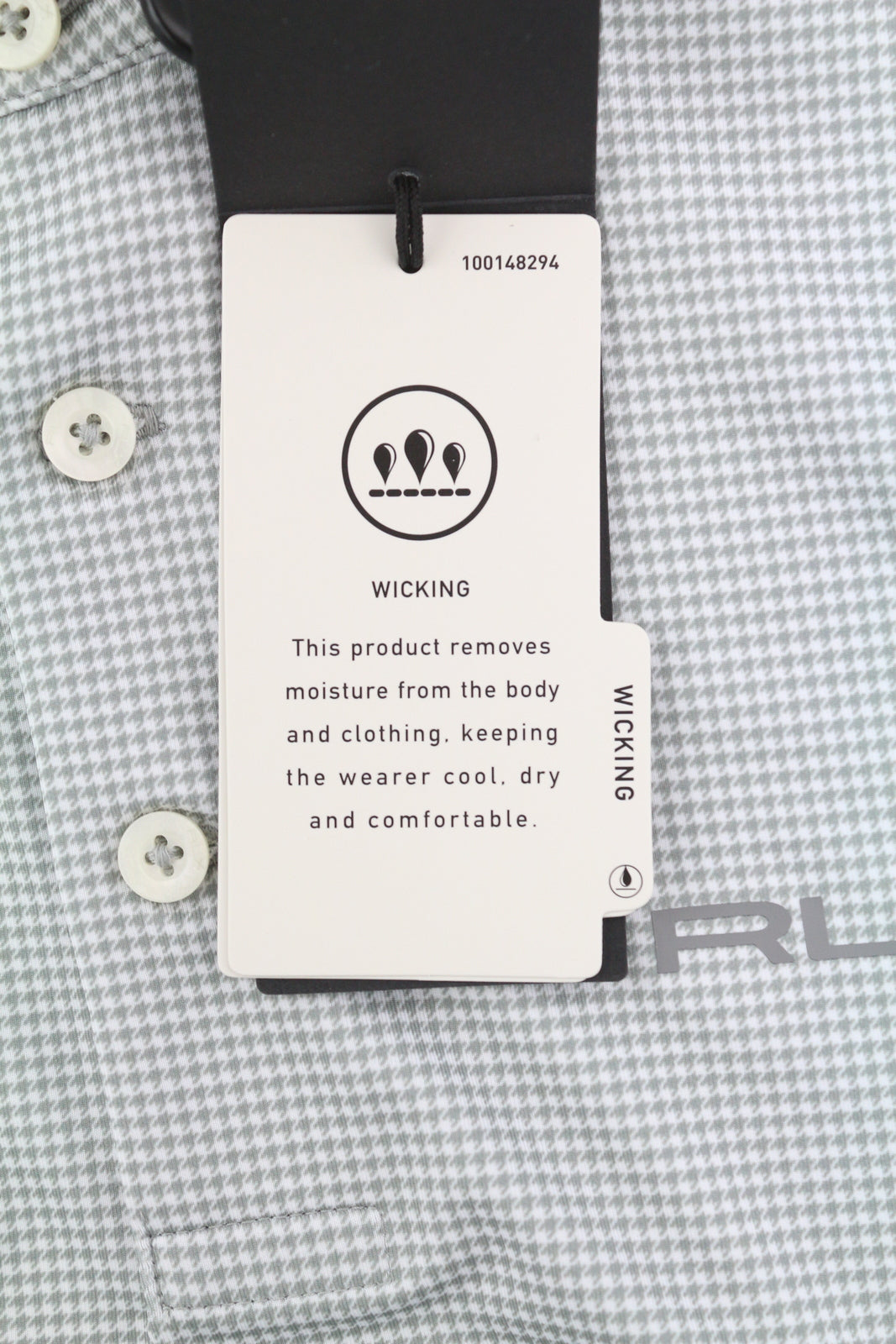 RLX RALPH LAUREN Golf Men T-Shirt S Grey Short Sleeve Houndstooth Polo Wicking