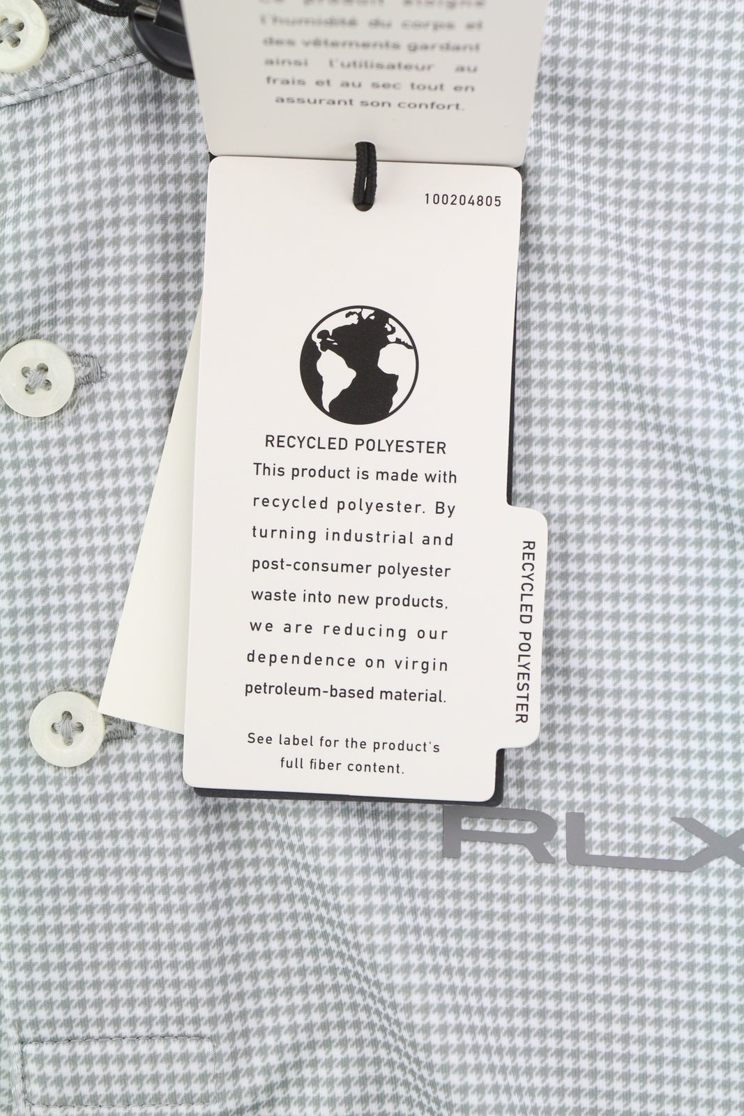 RLX RALPH LAUREN Golf Men T-Shirt S Grey Short Sleeve Houndstooth Polo Wicking