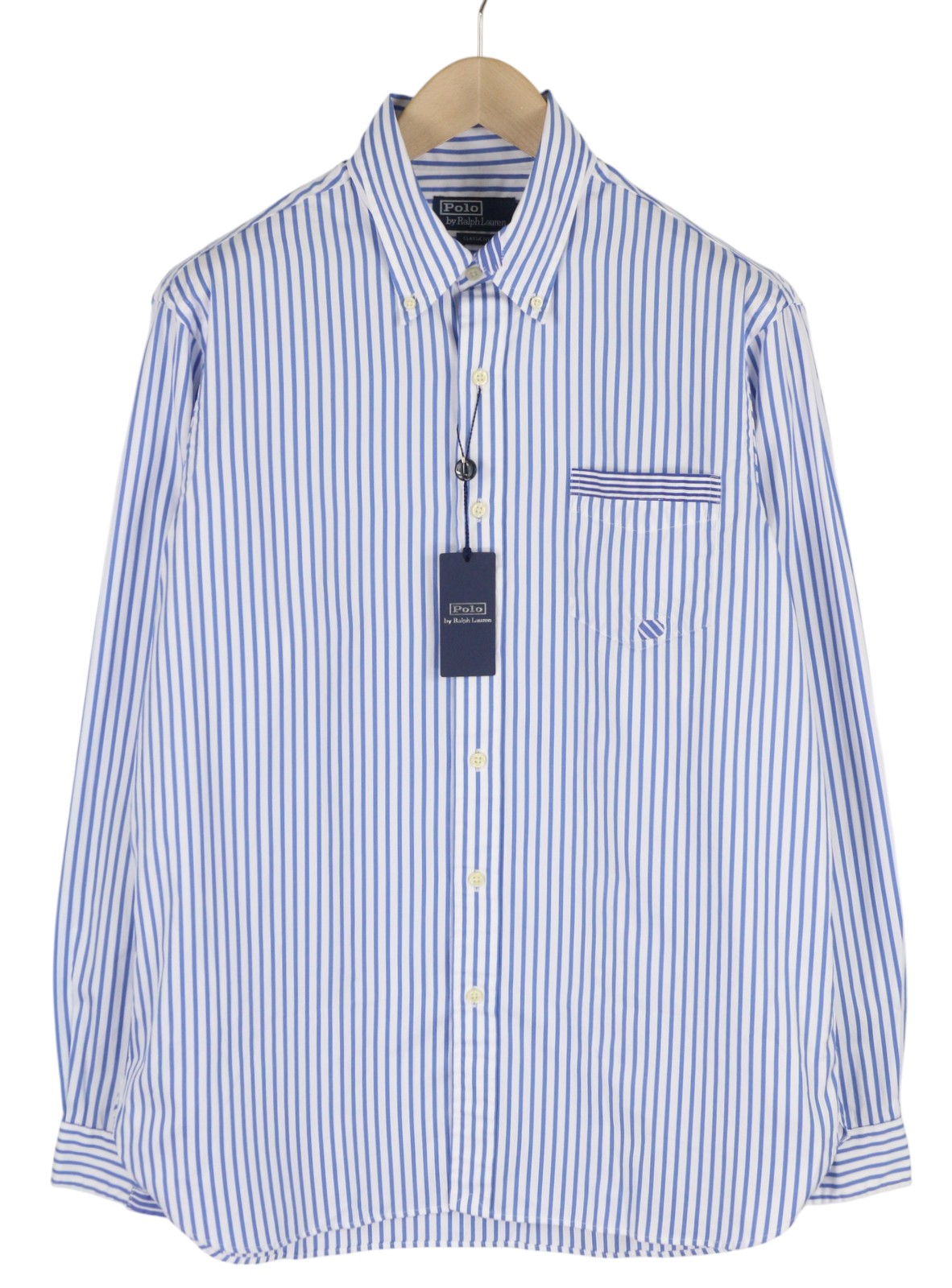 RALPH LAUREN Classic Fit Men Shirt L Blue Pinstriped Button-Down RRP170