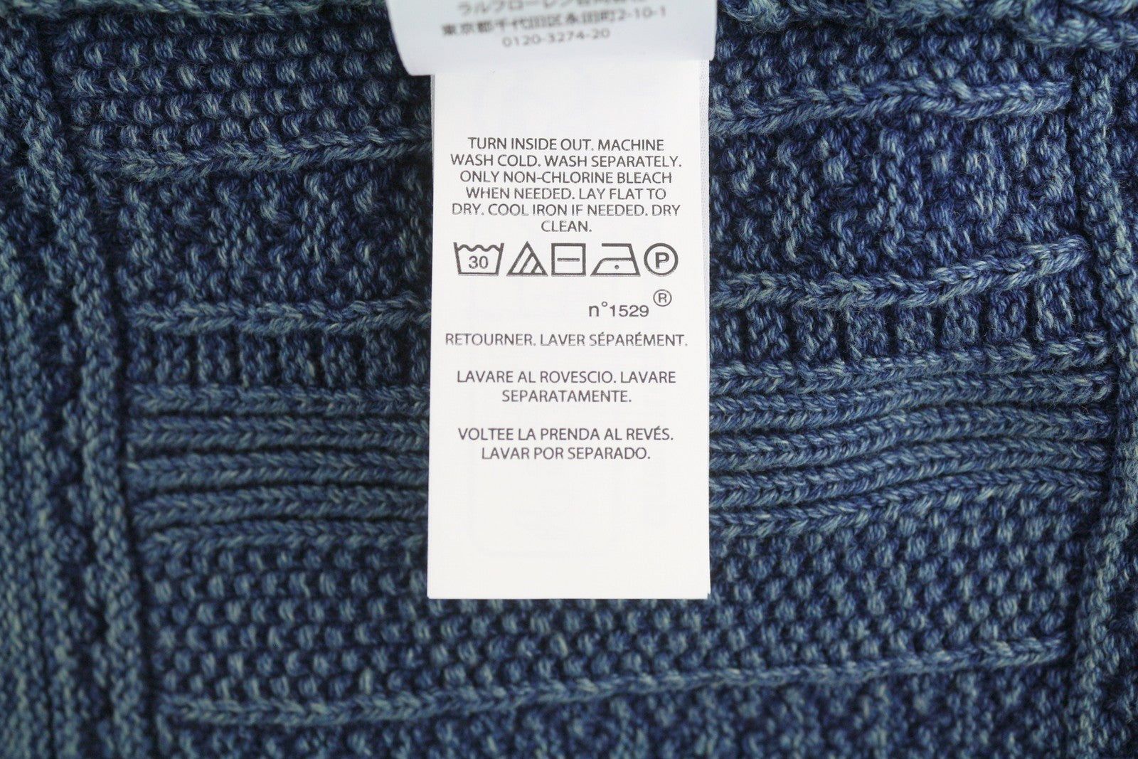 RALPH LAUREN Men Jumper M Cardigan Washed Blue Buttoned Pockets RRP€499