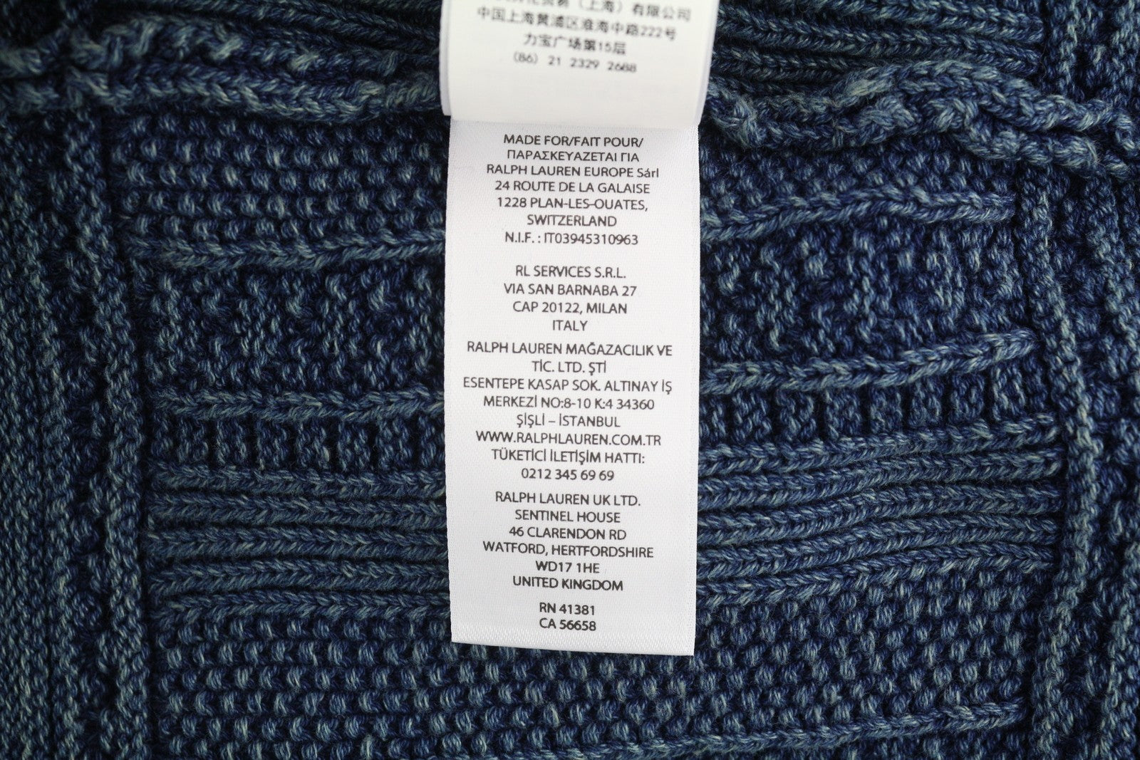 RALPH LAUREN Men Jumper M Cardigan Washed Blue Buttoned Pockets RRP€499