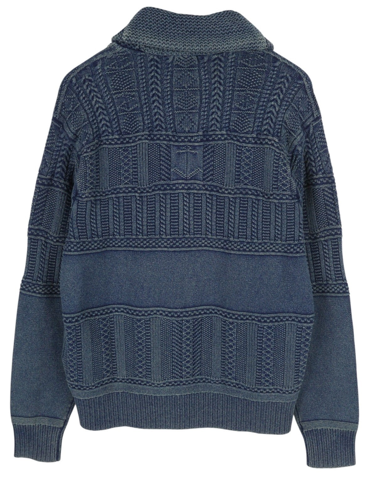 RALPH LAUREN Men Jumper M Cardigan Washed Blue Buttoned Pockets RRP€499