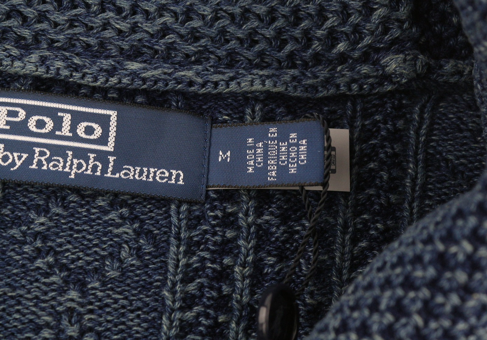 RALPH LAUREN Men Jumper M Cardigan Washed Blue Buttoned Pockets RRP€499