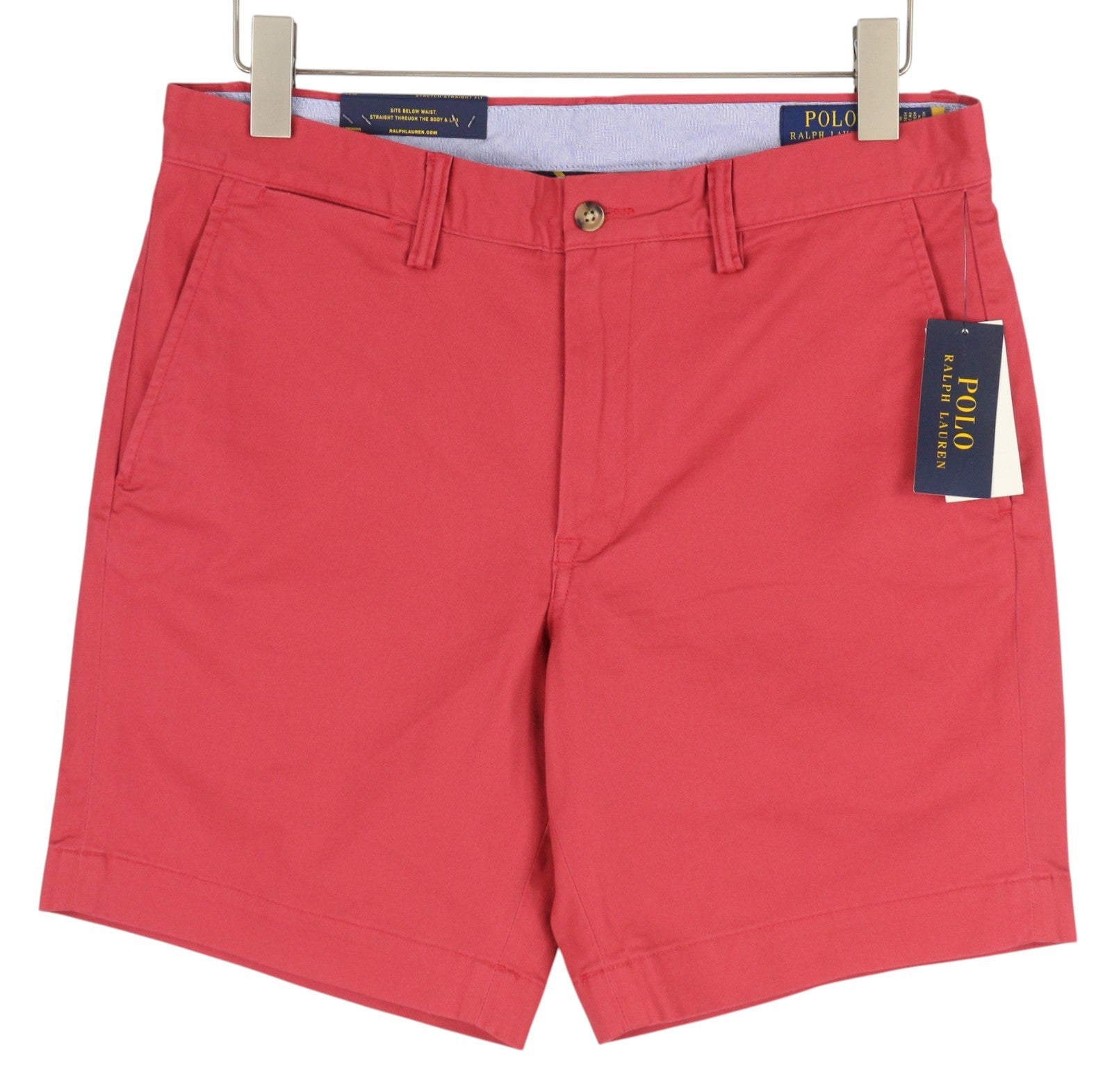 RALPH LAUREN Stretch Straight Fit Men Shorts 32 Red Bedford Chino RRP€150