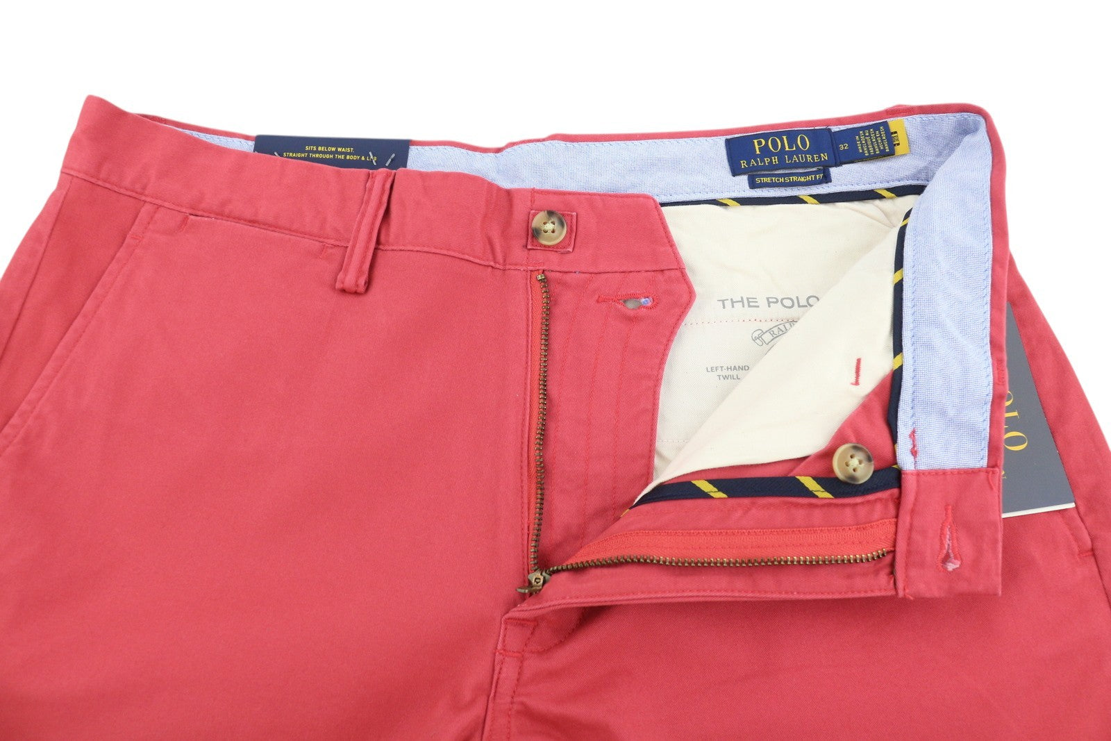 RALPH LAUREN Stretch Straight Fit Men Shorts 32 Red Bedford Chino RRP€150