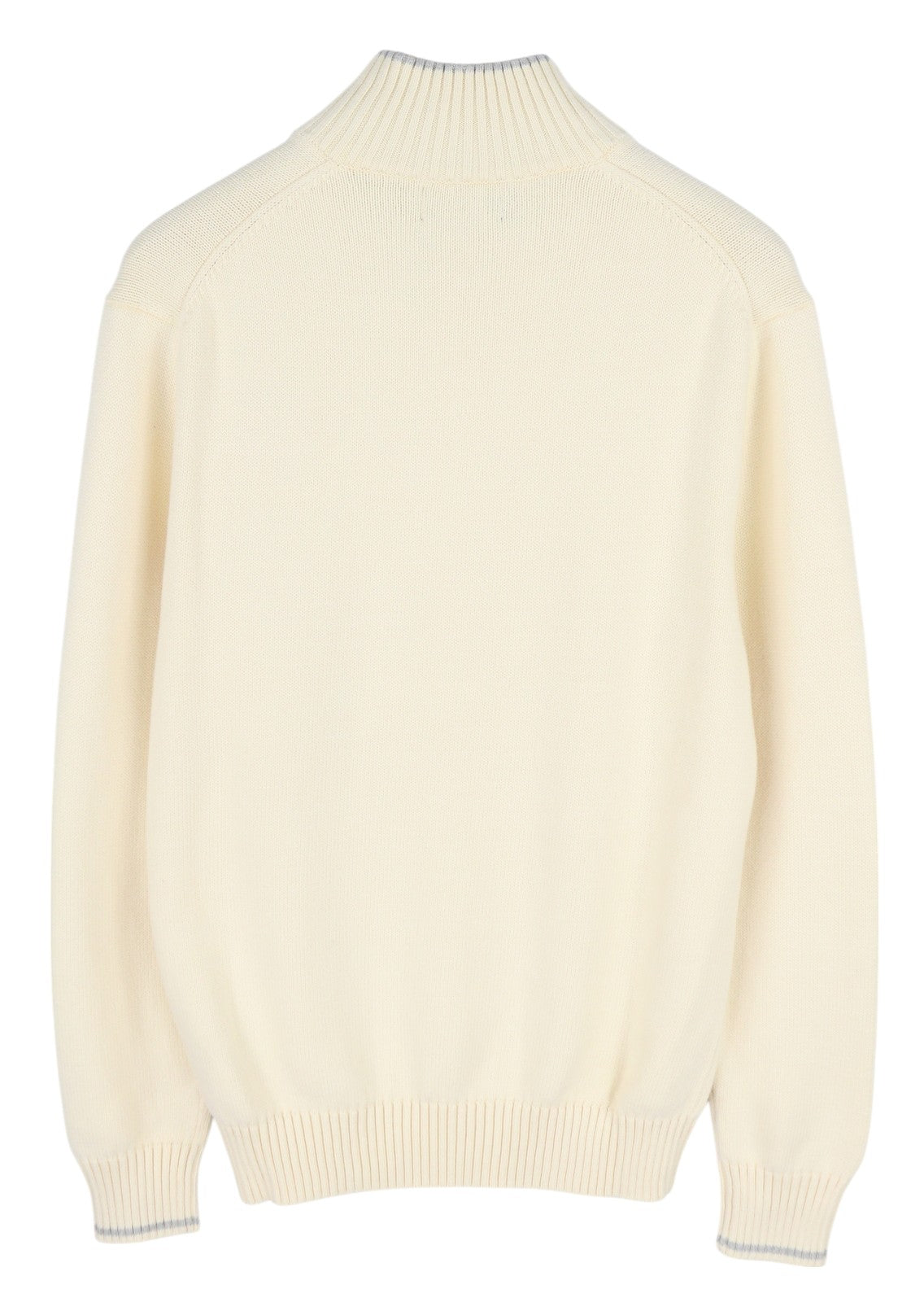RALPH LAUREN Men Jumper M Ivory Half Button Neck Knitted Embroidered Logo