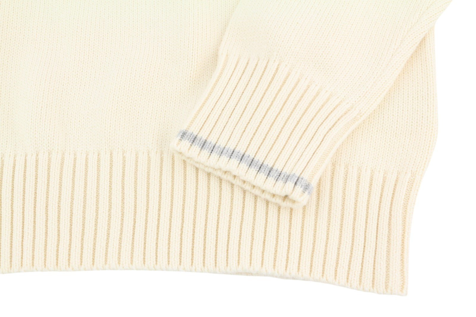 RALPH LAUREN Men Jumper M Ivory Half Button Neck Knitted Embroidered Logo