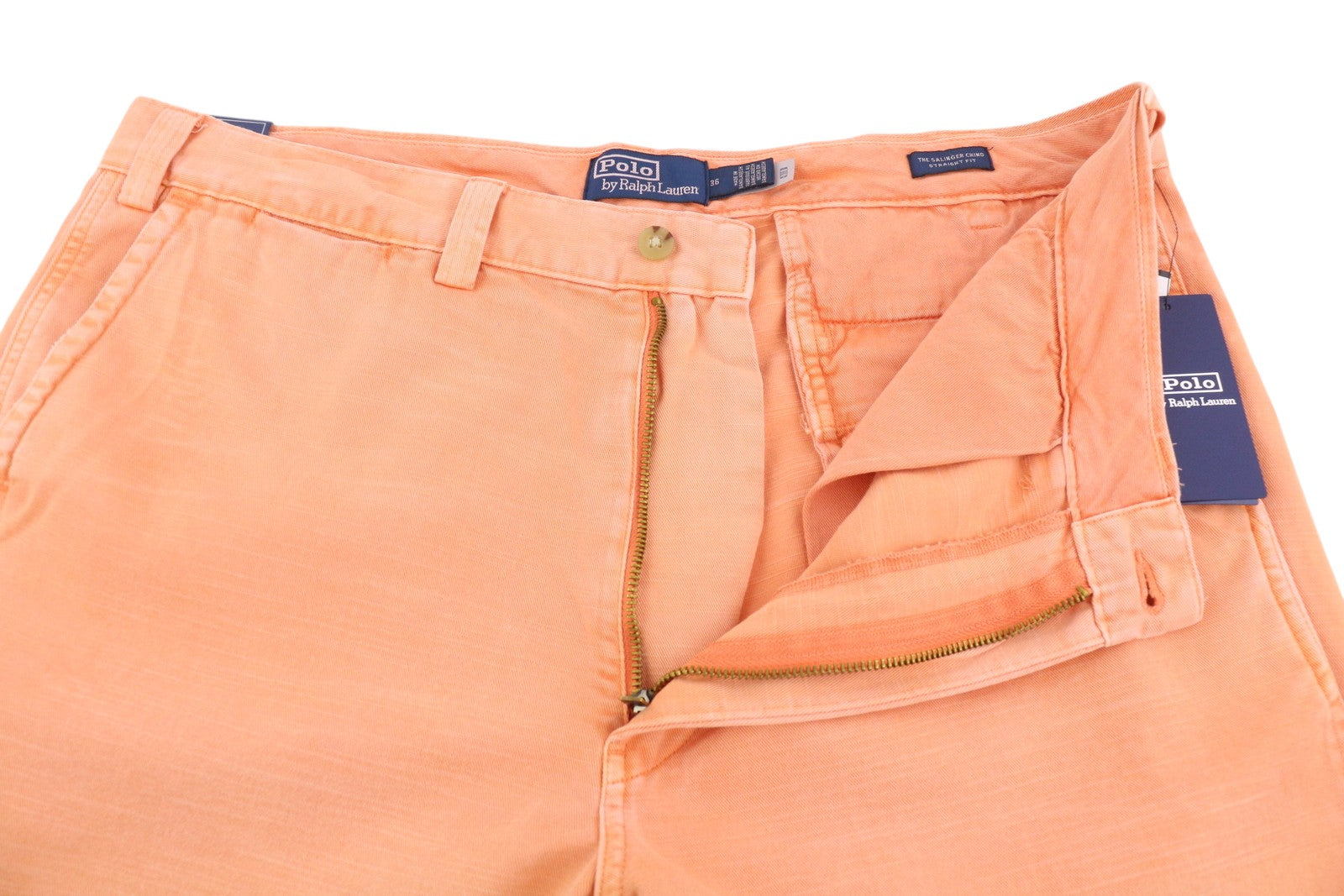 RALPH LAUREN Salinger Chino Straight Fit Men Shorts 36 Orange Logo RRP$236