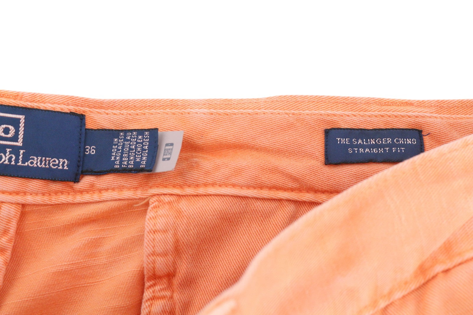 RALPH LAUREN Salinger Chino Straight Fit Men Shorts 36 Orange Logo RRP$236