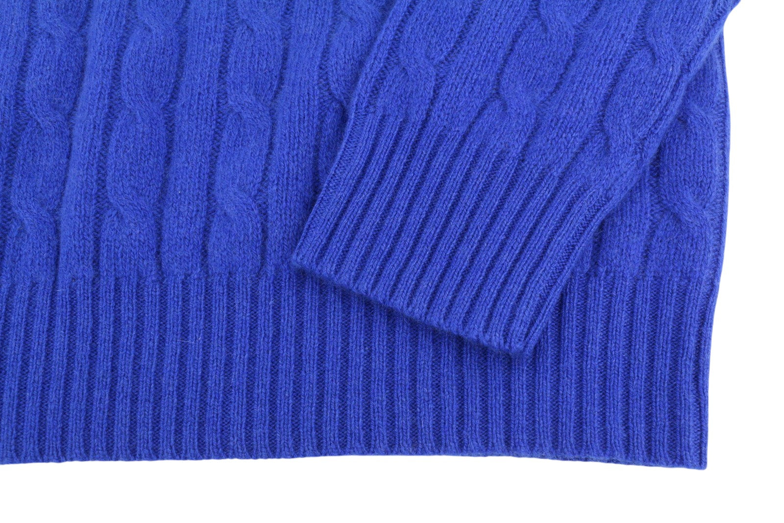 RALPH LAUREN Cashmere Men Jumper XL Blue Pullover Cable-Knit Logo RRP€549