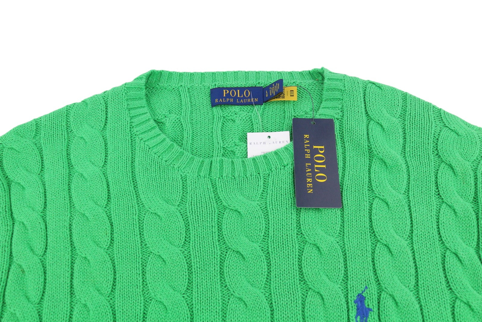 RALPH LAUREN Men Jumper L Green Pullover Cable Knit Round Neck RRP€333