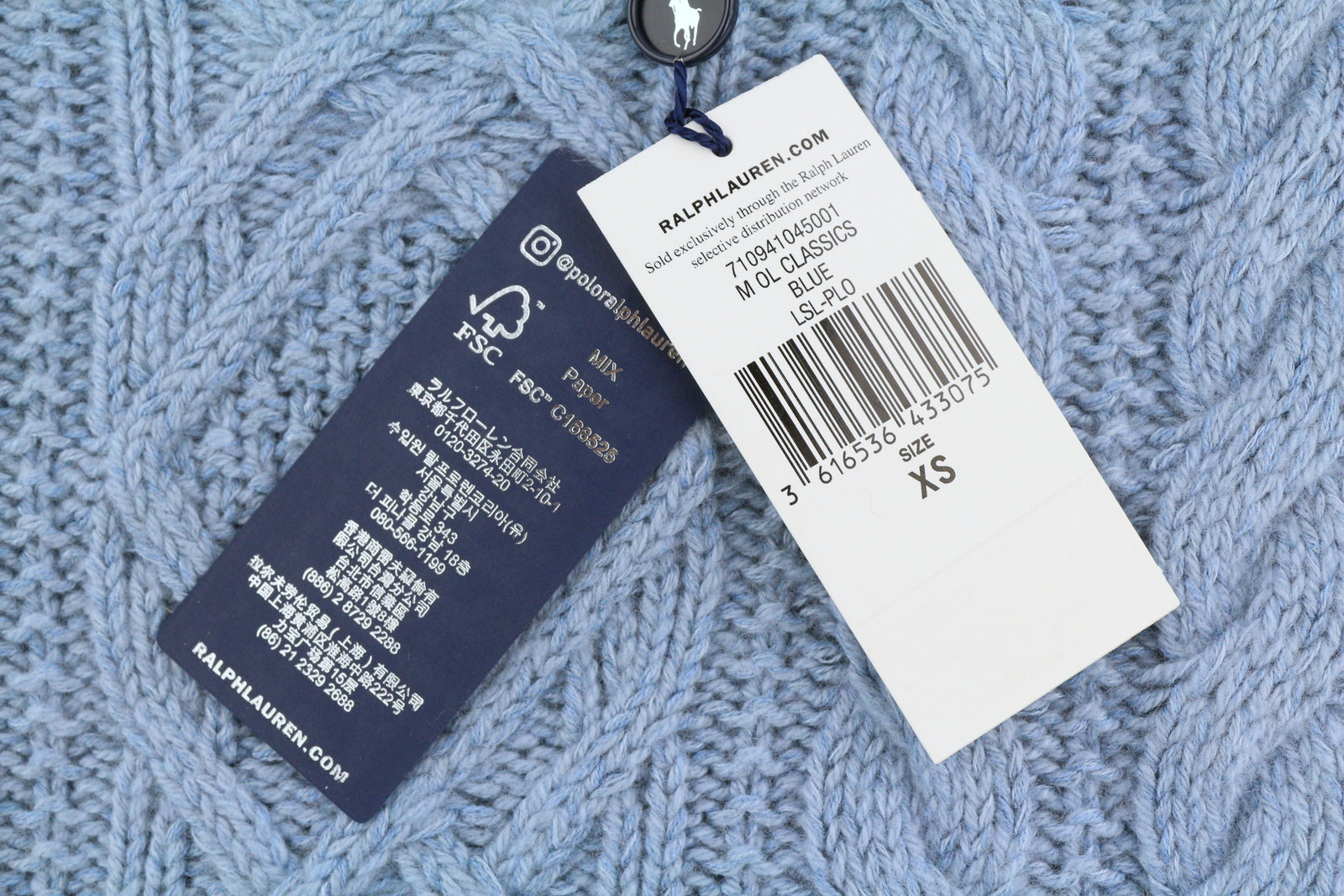 RLX RALPH LAUREN Men Jumper XS Blue Pullover Cashmere Linen Blend Cable RRP€421