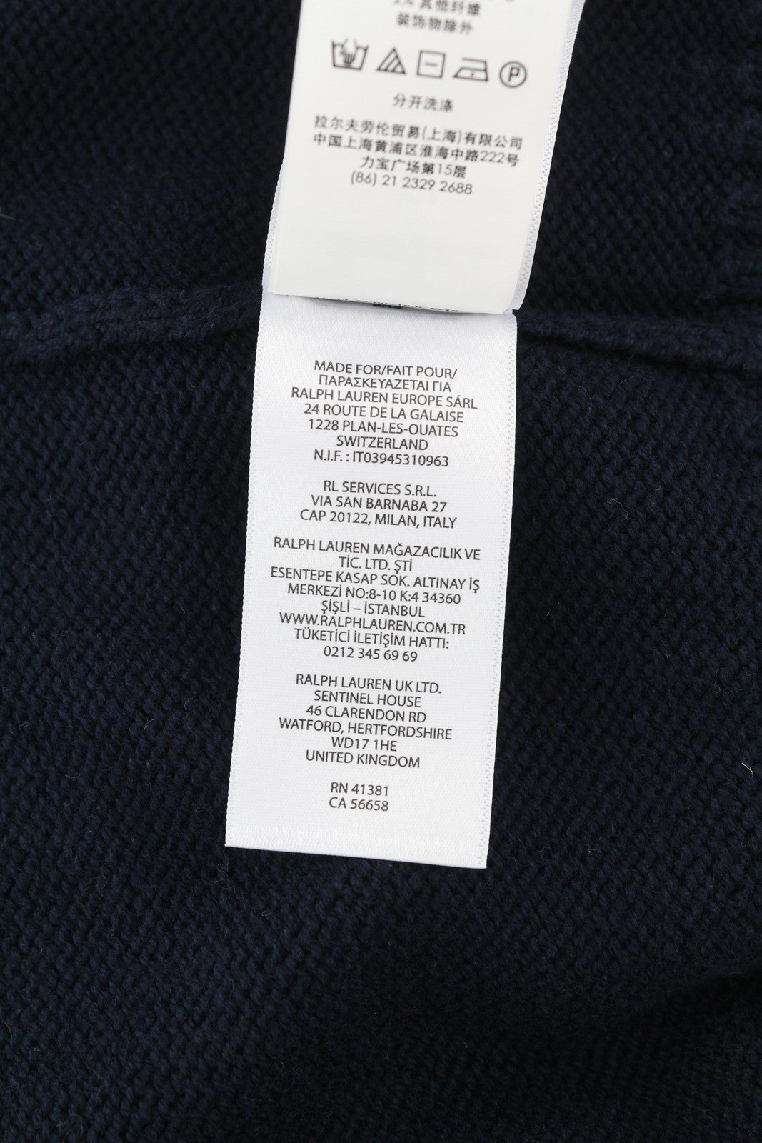 RALPH LAUREN Men Jumper L Dark Blue Pullover Bear Accent Knitted RRP€600