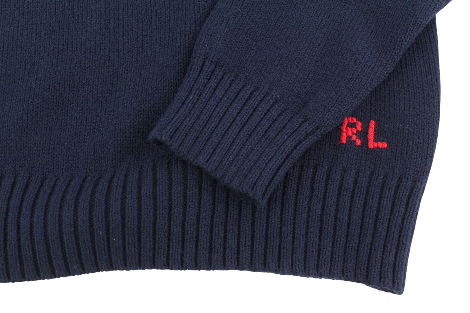 RALPH LAUREN Men Jumper L Dark Blue Pullover Bear Accent Knitted RRP€600
