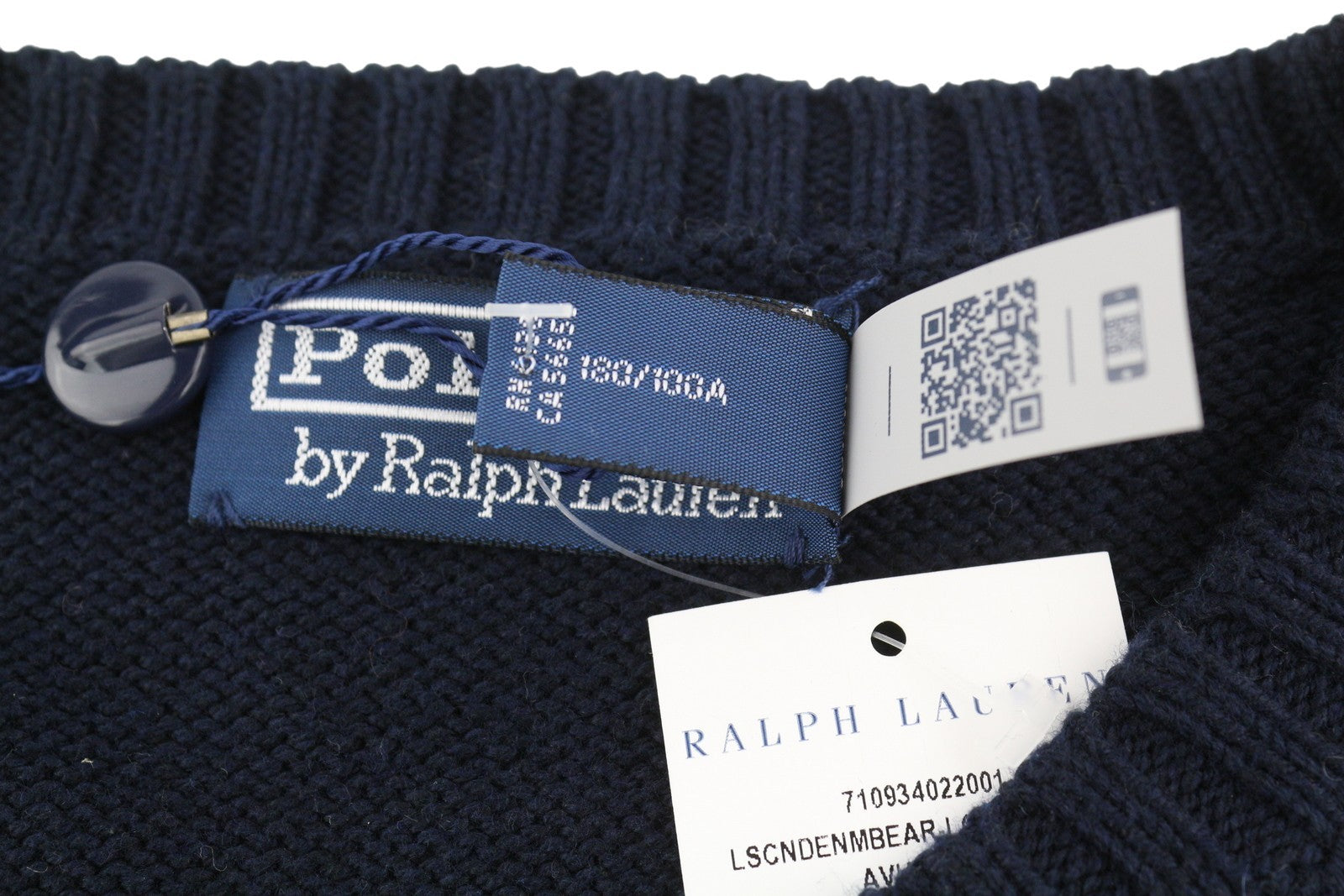 RALPH LAUREN Men Jumper L Dark Blue Pullover Bear Accent Knitted RRP€600