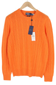 RALPH LAUREN Cashmere Men Jumper M Orange Pullover Cable-Knit Logo RRP€549