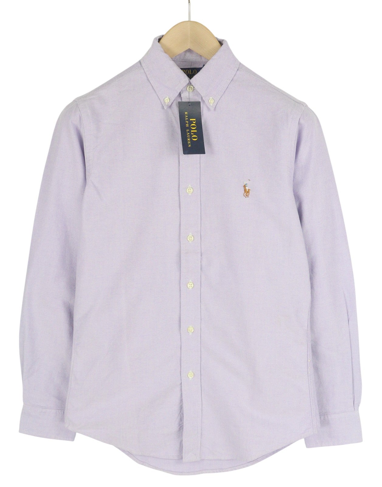 RALPH LAUREN Custom Fit Men Shirt XS Purple Button-Down Neck Logo RRP€139