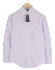 RALPH LAUREN Custom Fit Men Shirt XS Purple Button-Down Neck Logo RRP€139