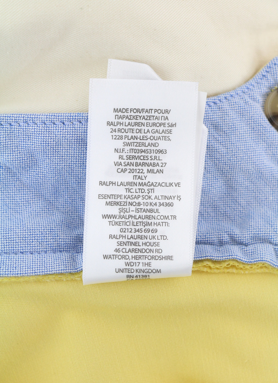 RALPH LAUREN Stretch Straight Fit Men Shorts 38 Bedford Yellow RRP€196