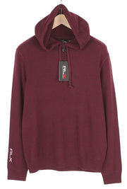 RLX RALPH LAUREN Golf Men Jumper S Burgundy Cashmere Pullover Hooded RRP€560
