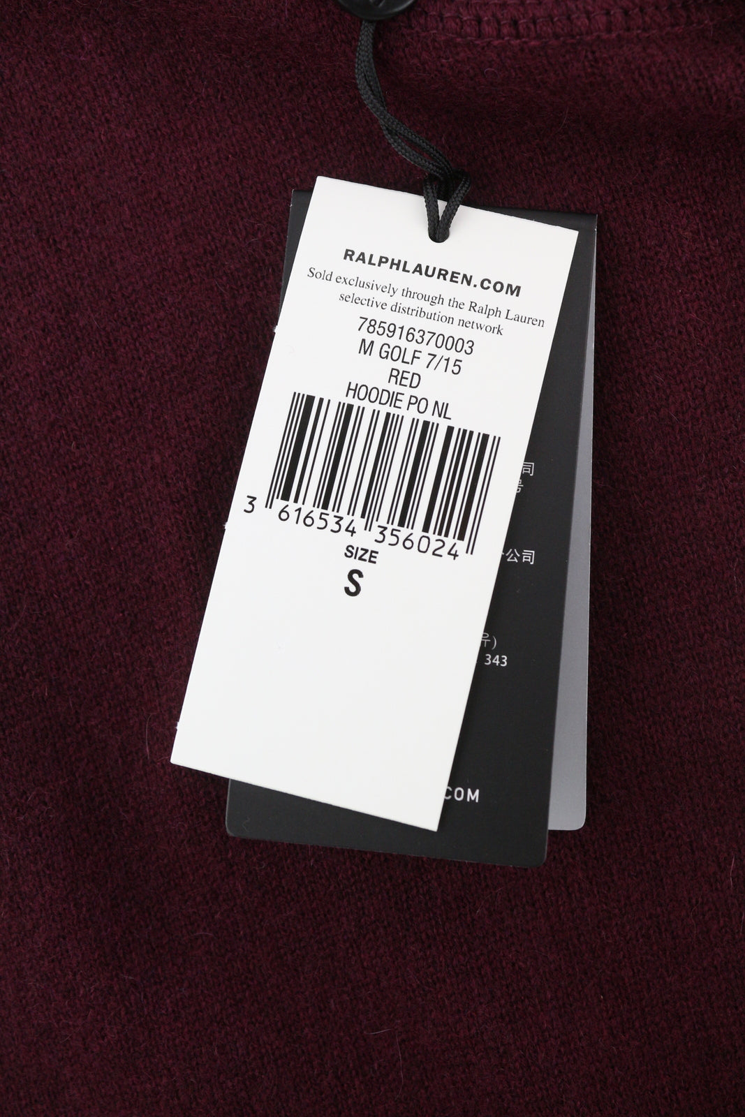 RLX RALPH LAUREN Golf Men Jumper S Burgundy Cashmere Pullover Hooded RRP€560