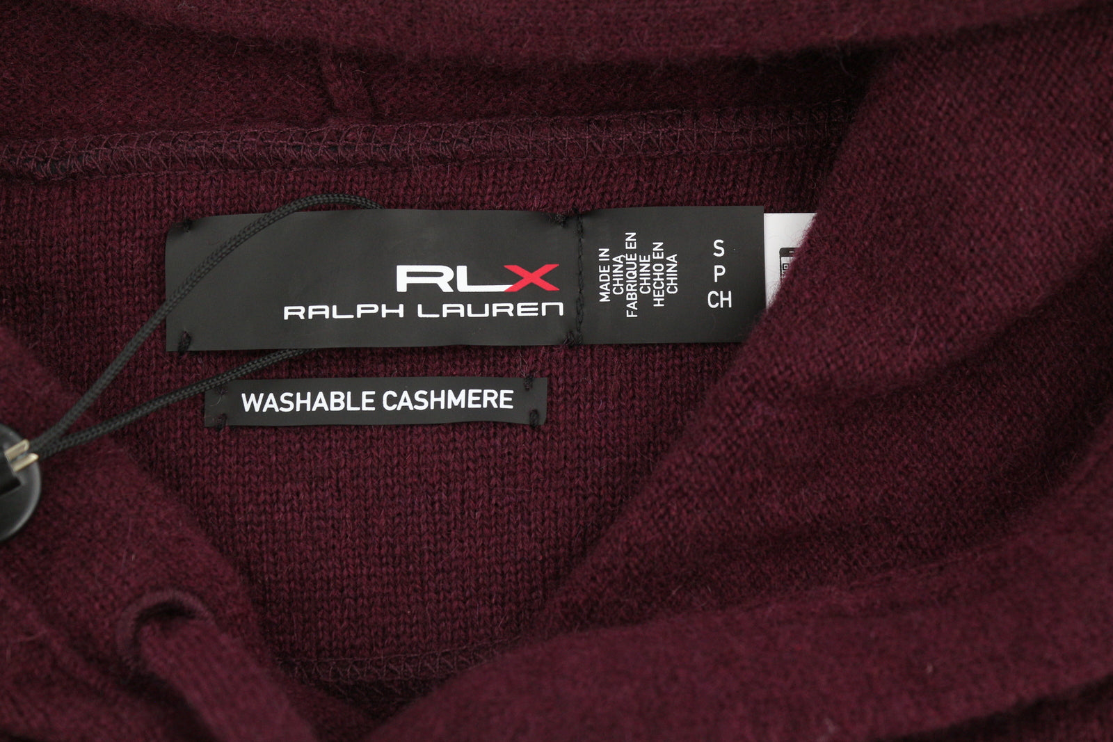 RLX RALPH LAUREN Golf Men Jumper S Burgundy Cashmere Pullover Hooded RRP€560