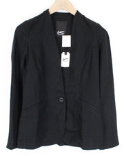 DENHAM Compass XS Women Blazer Collared Twill Black Plain One-Button Linen Blend