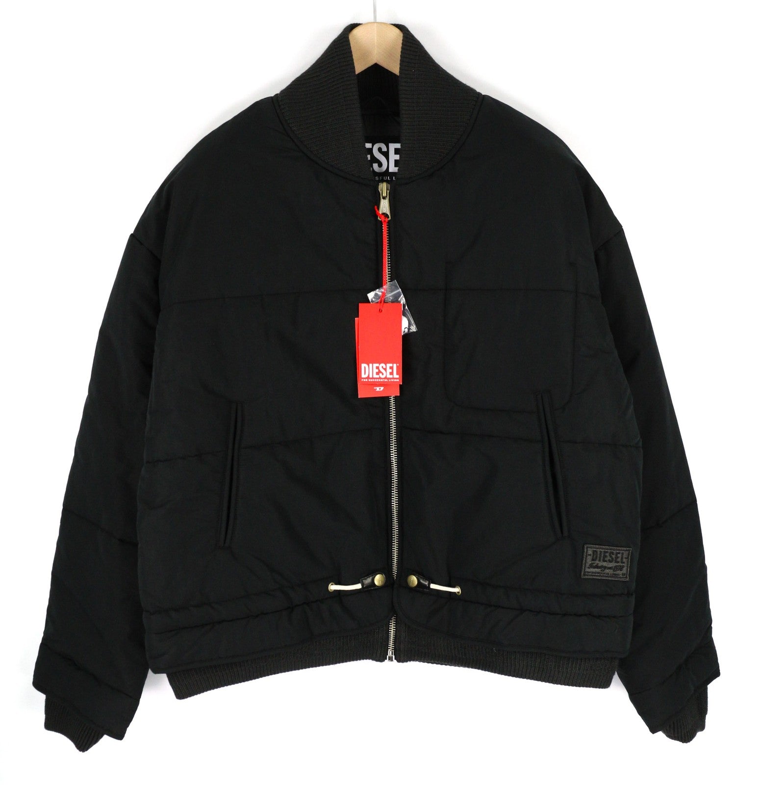 DIESEL W-Spleak Mens Jacket XL Black Bomber Zip Lined Insulated RRP€325