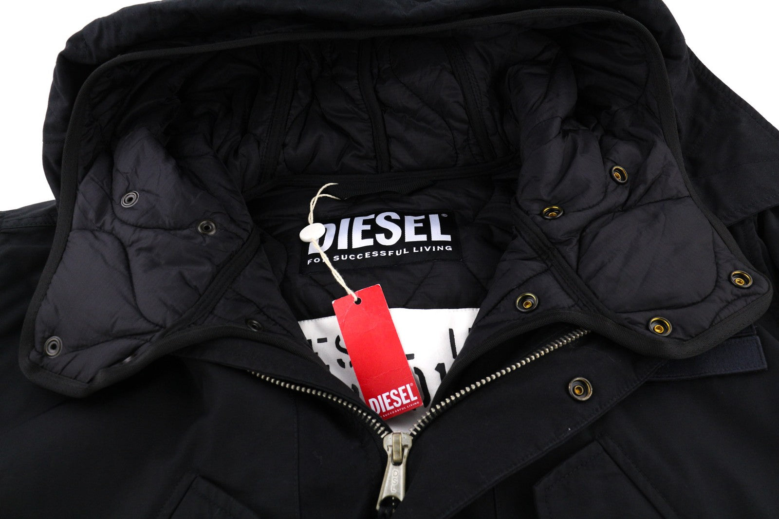 DIESEL W-Miles Mens Jacket S Black Hidden Fastening Parka Oversized RRP€475