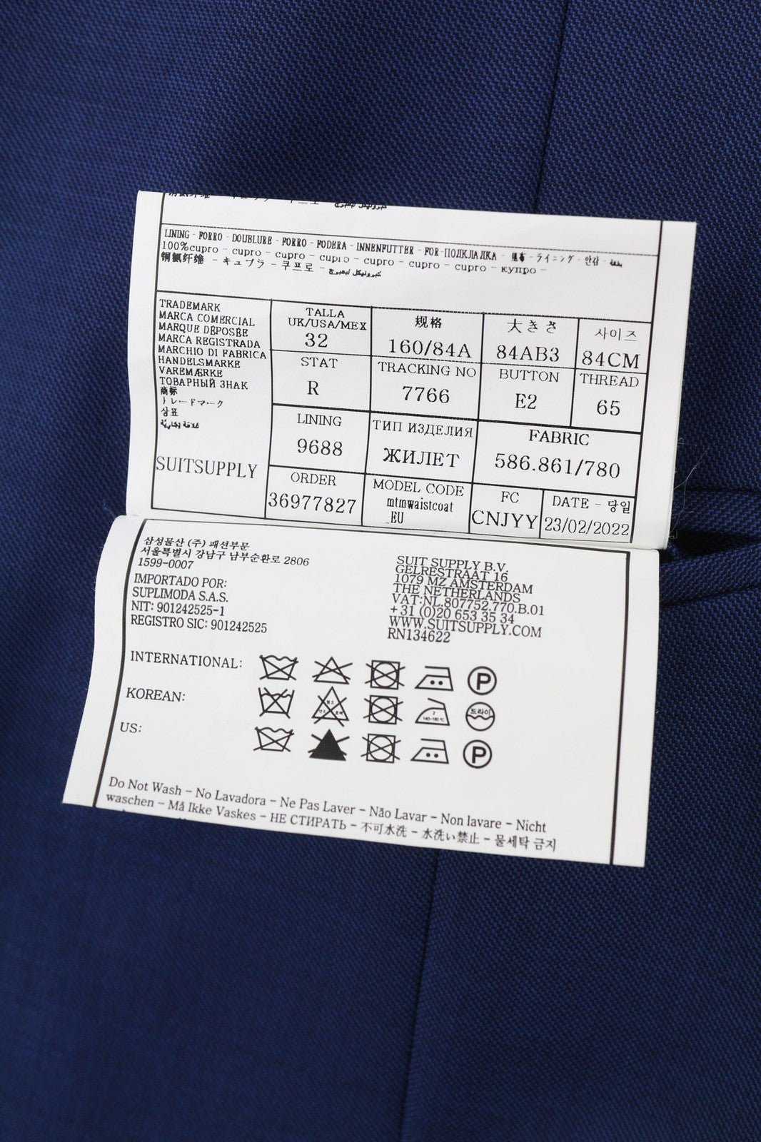 SUITSUPPLY Ferrara  Mens Suit UK32/UK34 Blue Wool 2in1