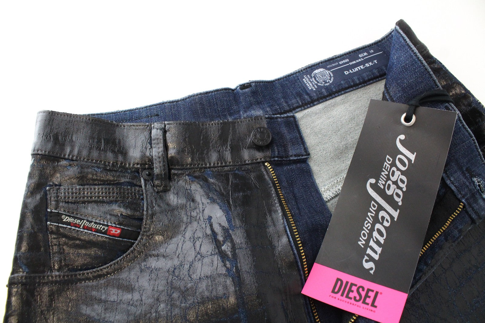 DIESEL D-Luite-SX-T 0094R W29 Women Jeans Animal Print Flared Sweat Jogg Coated