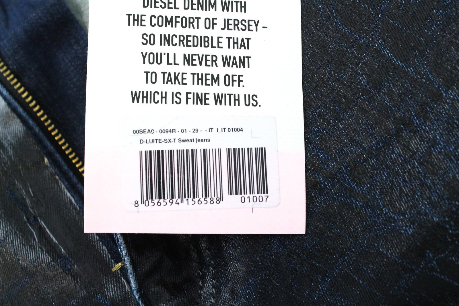 DIESEL D-Luite-SX-T 0094R W29 Women Jeans Animal Print Flared Sweat Jogg Coated