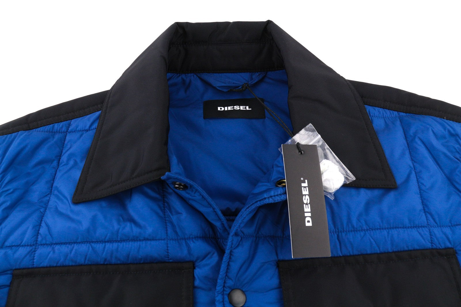 DIESEL J-Welles Mens Jacket L Blue Insulated Snap Buttoned Spread RRP€210