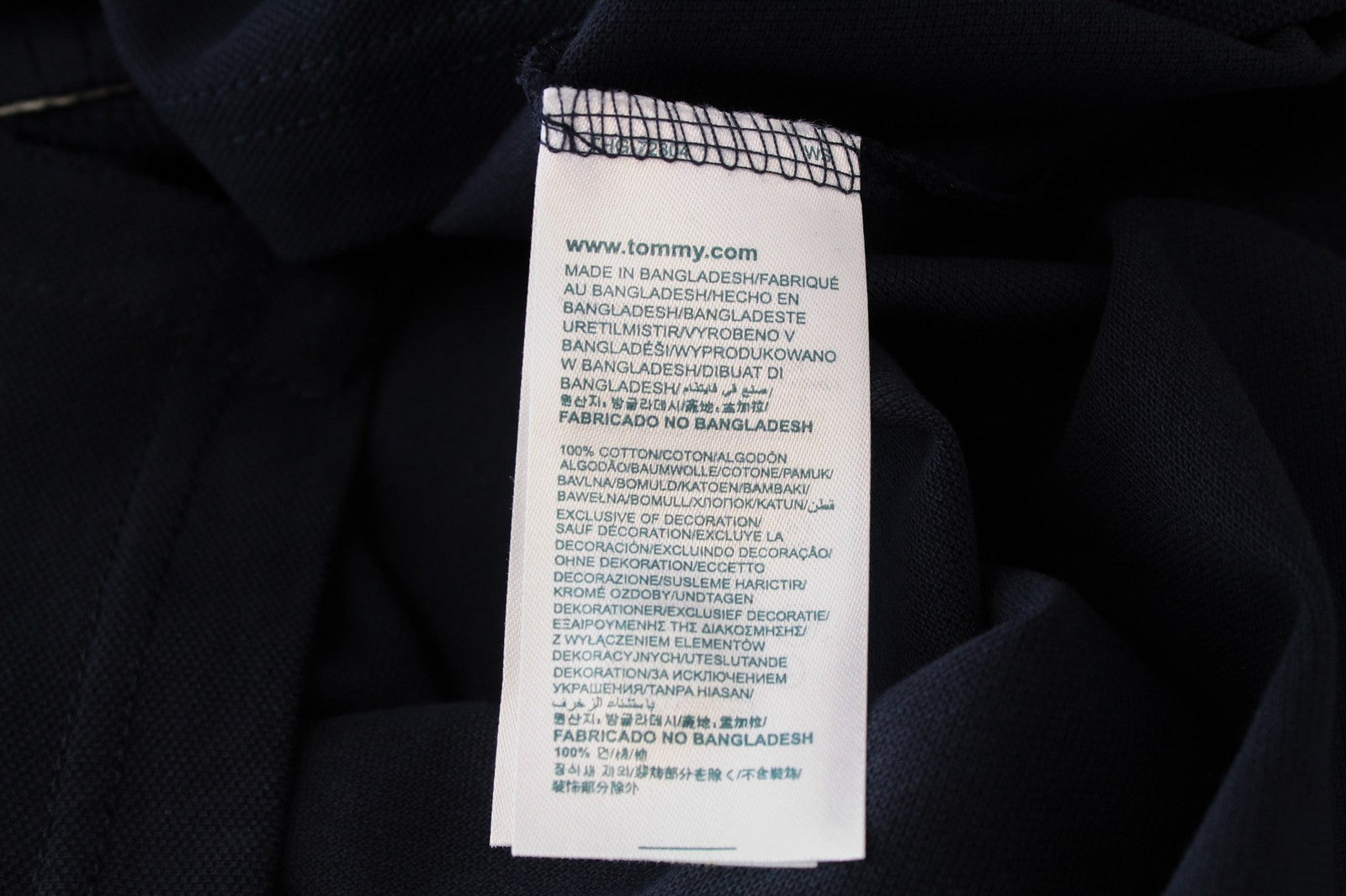 TOMMY HILFIGER Denim S Men T-Shirt Navy Collared Logo Embroidered Polo Style