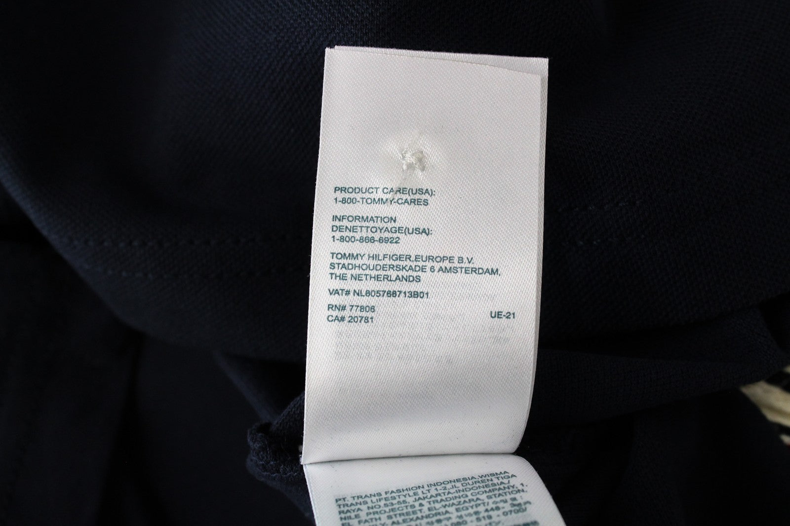 TOMMY HILFIGER Denim S Men T-Shirt Navy Collared Logo Embroidered Polo Style