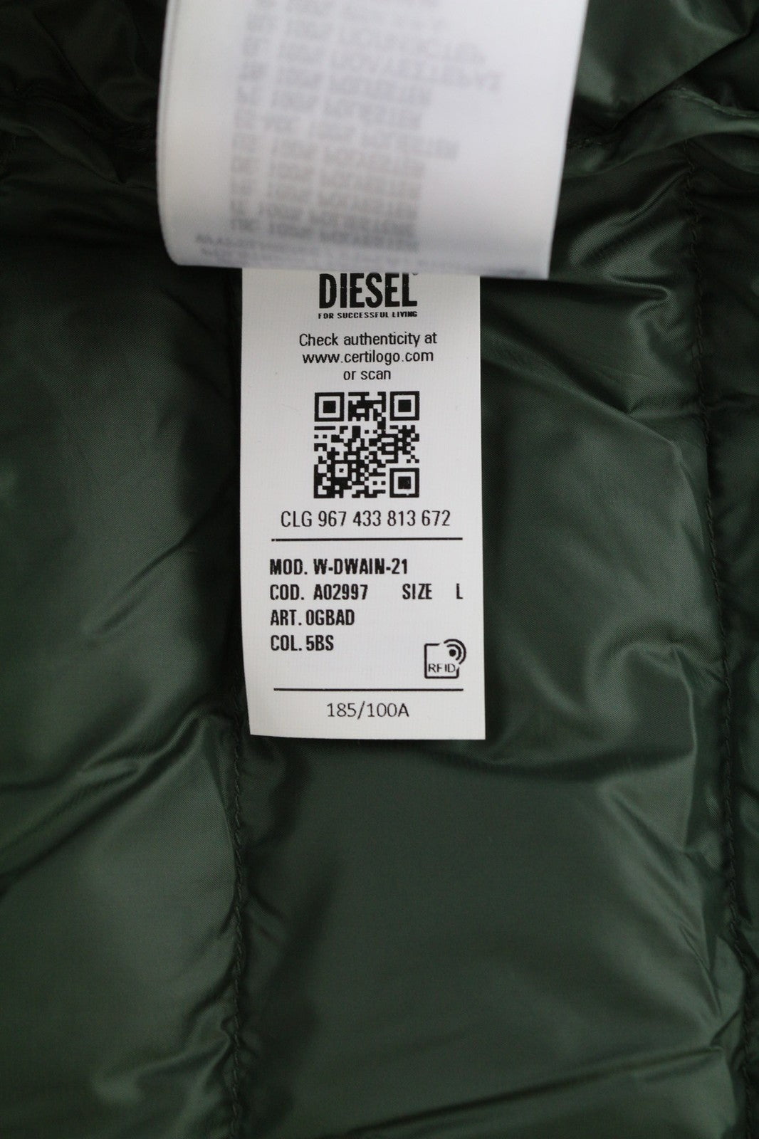 DIESEL W-Dwain Mens Jacket L 3M Thinsulate Insulated  Hooded Puffer RRP250