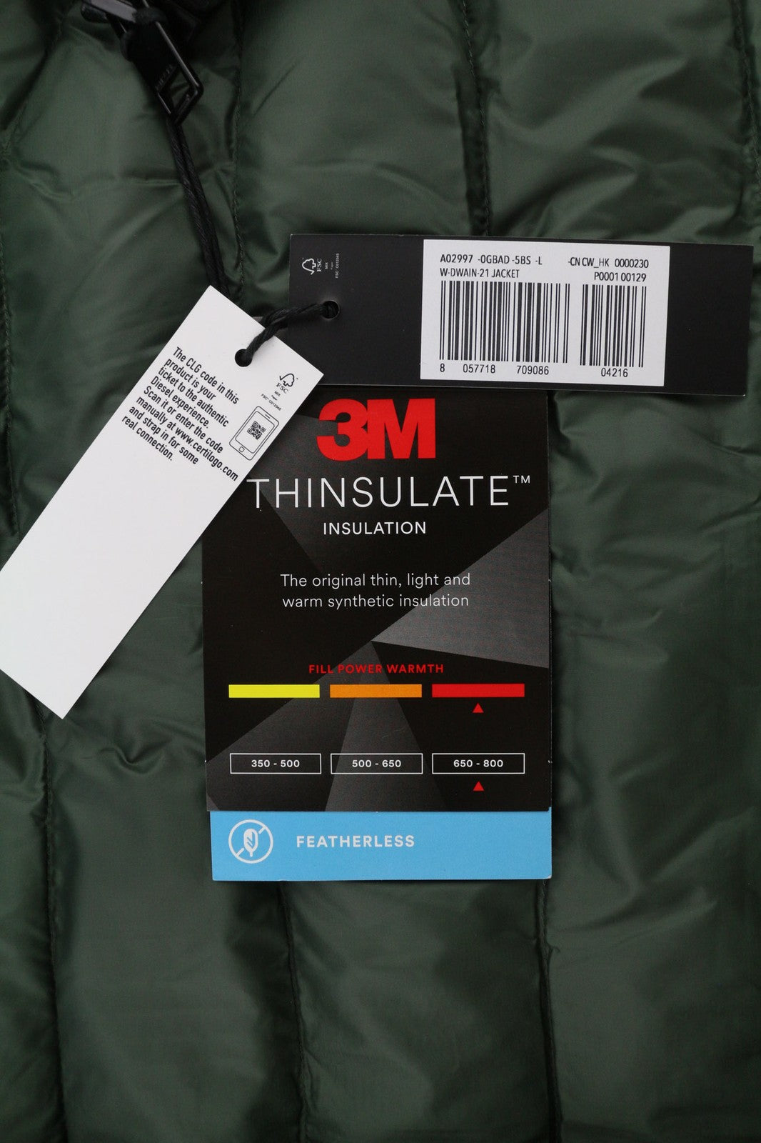 DIESEL W-Dwain Mens Jacket L 3M Thinsulate Insulated  Hooded Puffer RRP250