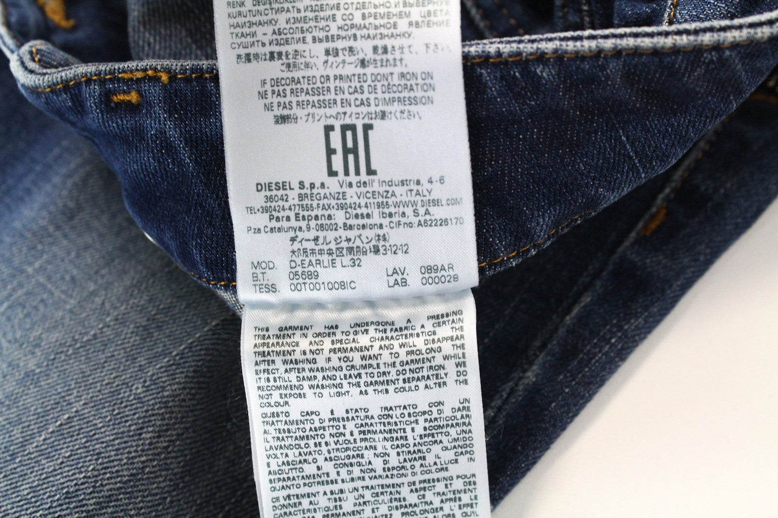 DIESEL D-Earlie 089AR W27/L32 Women Jeans High Rise Blue Distressed Zip-Fly Slim