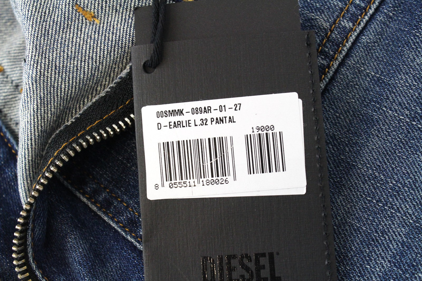 DIESEL D-Earlie 089AR W27/L32 Women Jeans High Rise Blue Distressed Zip-Fly Slim