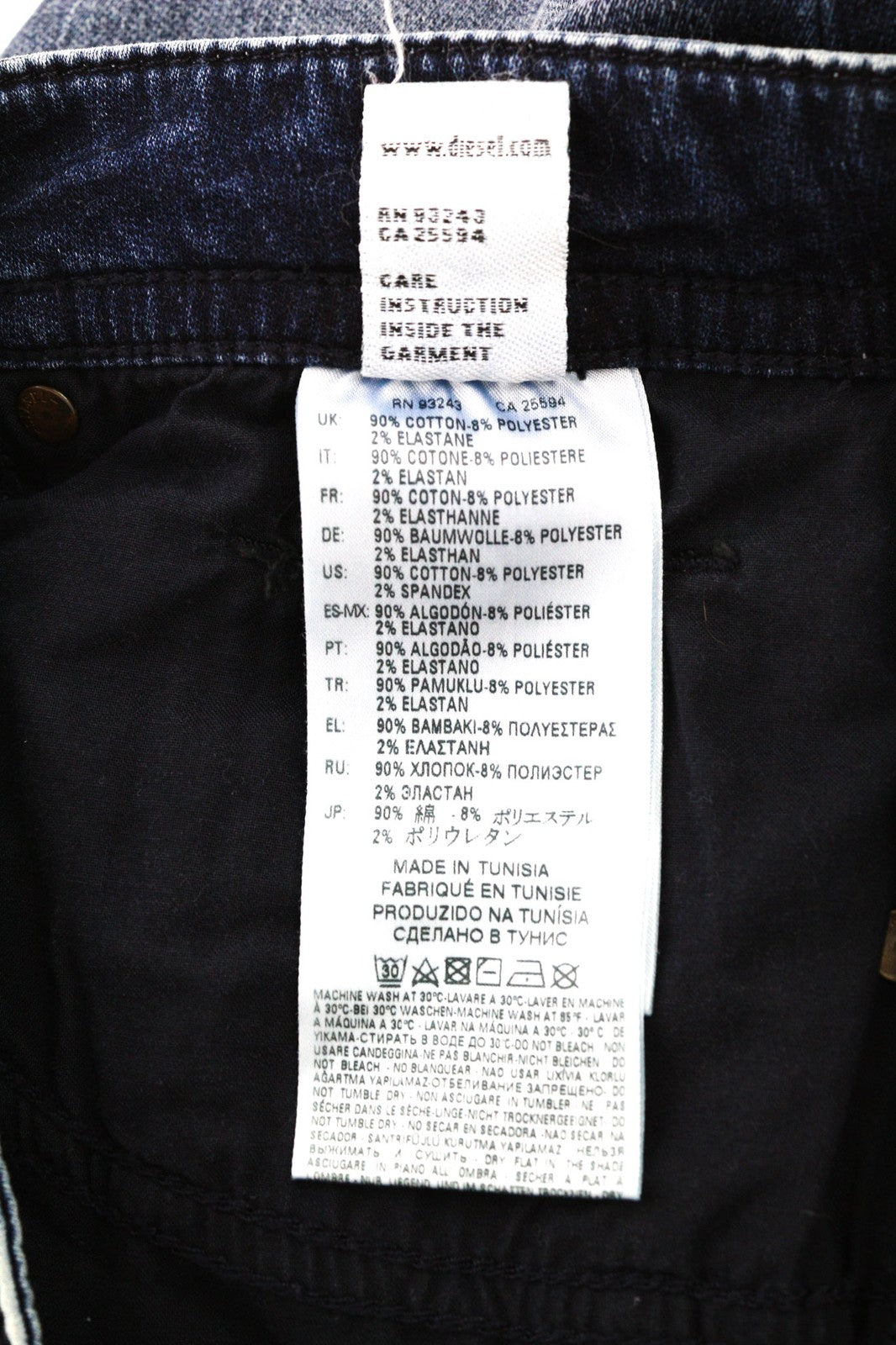 DIESEL Thommer CB-NE 0699Z Mens Jeans W28 Blue Washed Stretch Zip Slim