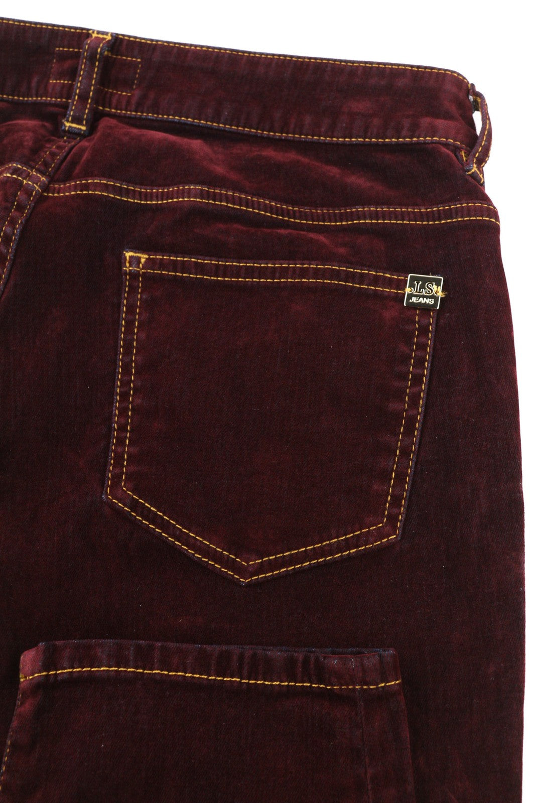 LUISA SPAGNOLI Obelix Womens Trousers 46 Dark Burgundy Slim  Zip Velour