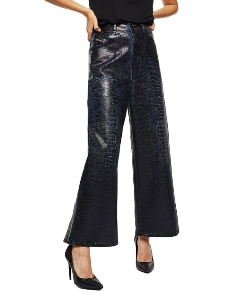 DIESEL D-Luite-SX-T 0094R W26 Women Jeans Sweat Jogg Flared Coated Animal Print