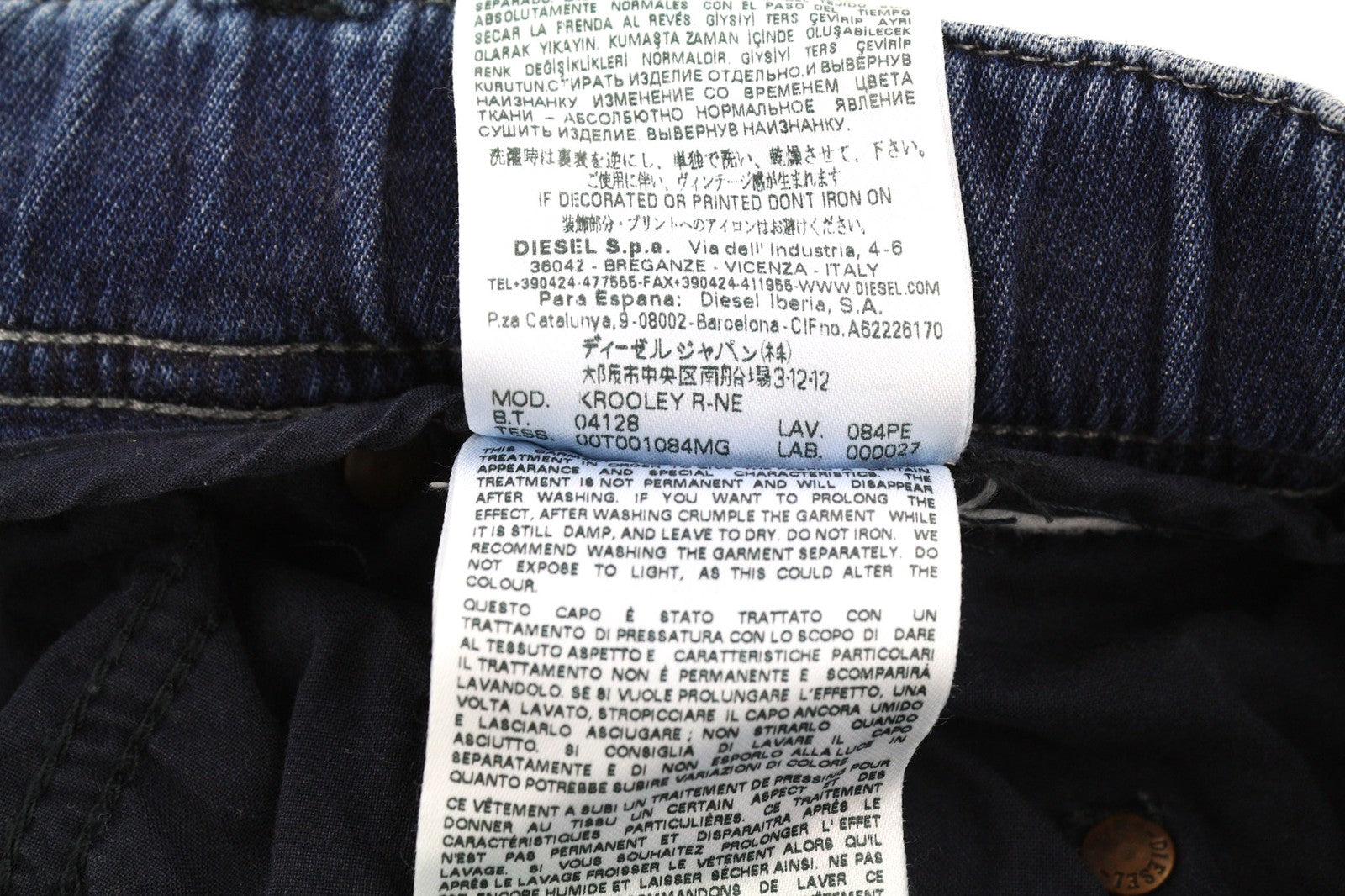 DIESEL Krooley R-NE 084PE Mens Jeans W28 Blue Washed Stretch Jogg Distress Slim