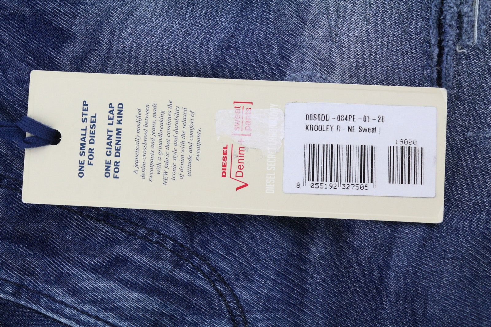 DIESEL Krooley R-NE 084PE Mens Jeans W28 Blue Washed Stretch Jogg Distress Slim