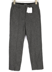 SANDRO Loi Gris Womens Trousers 36 Melange Virgin Wool  Zip Tapered