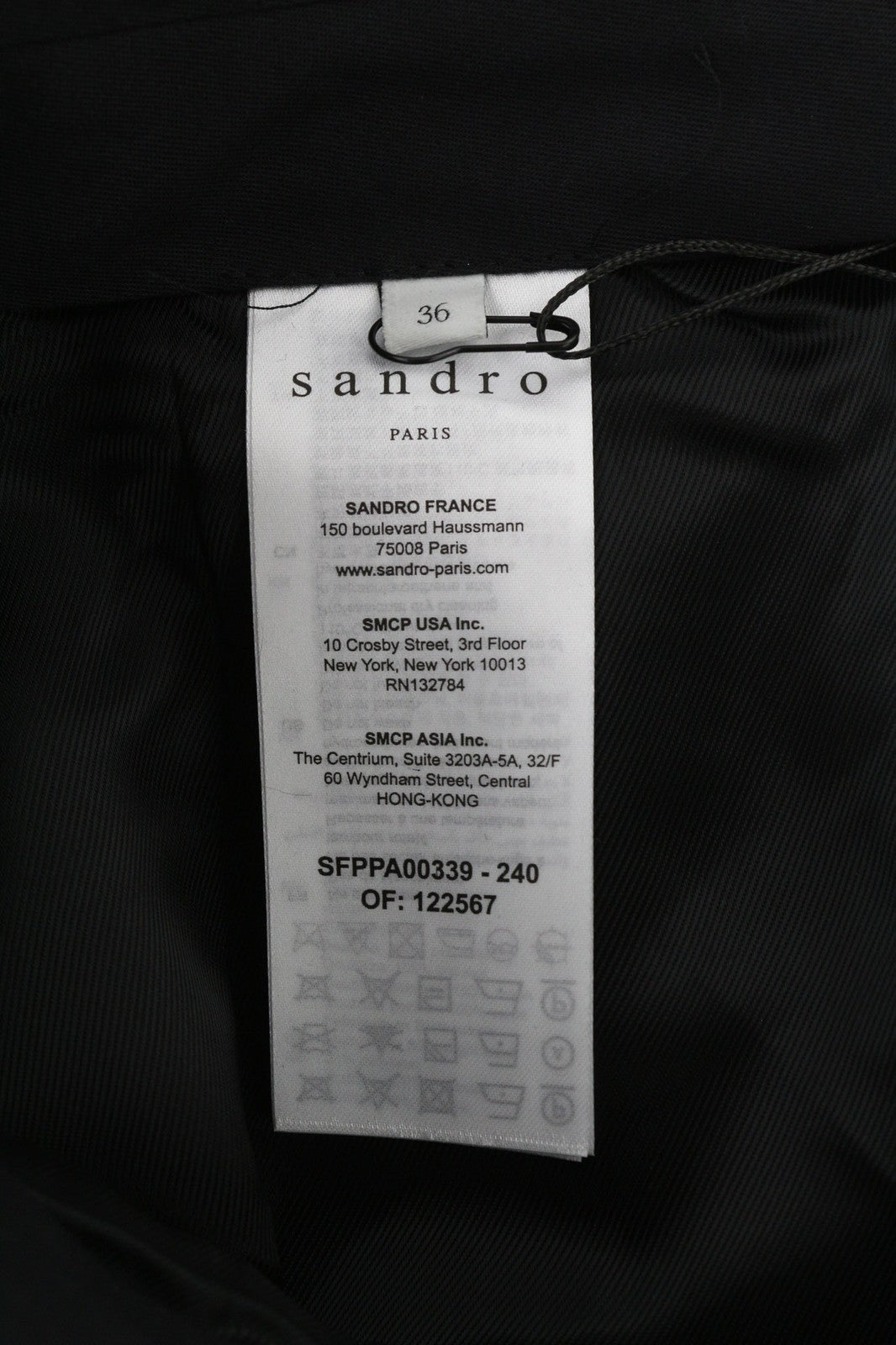 SANDRO Loi Gris Womens Trousers 36 Melange Virgin Wool  Zip Tapered